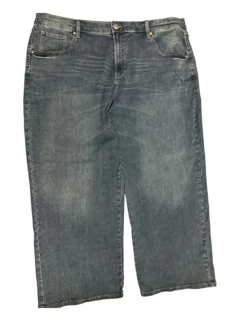 Liz Claiborne 22W Jeans Parkside Wash Blue Baggie Wide Leg High Rise 30 Inseam